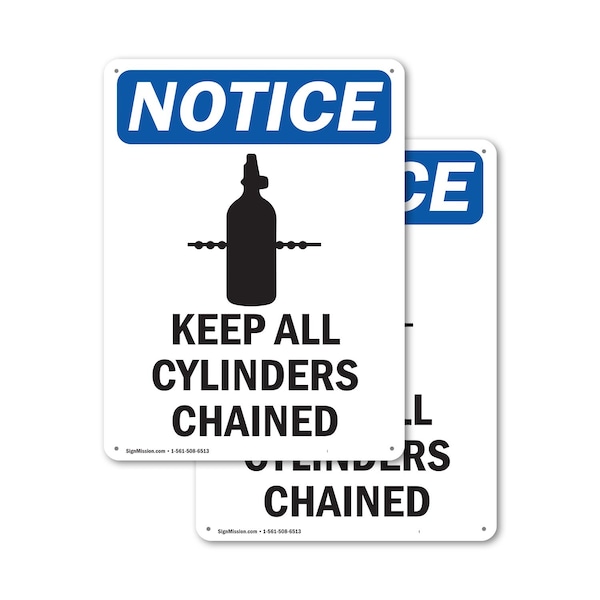 Signmission Keep All Cylinders Chained, 10 in W x Rectangle, Plastic OS-2PACK-NS-P-1014-V-13782 - main